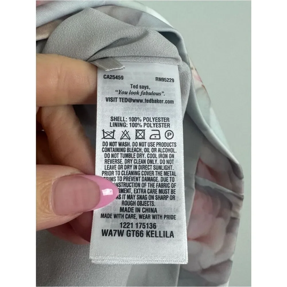 TED BAKER | NEW Light Grey Chelsea Flower Printed Shorts Women’s Size 2